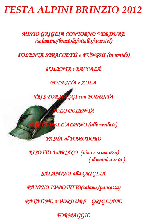 festa alpini brinzio agosto menu cucina